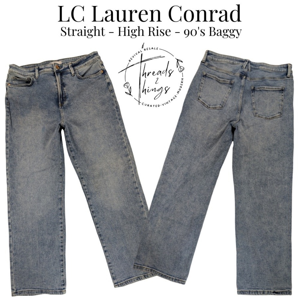 Lauren Conrad Straight Leg Jeans Women's 16 Stonewash‎ Denim Wide Baggy 90's y2k